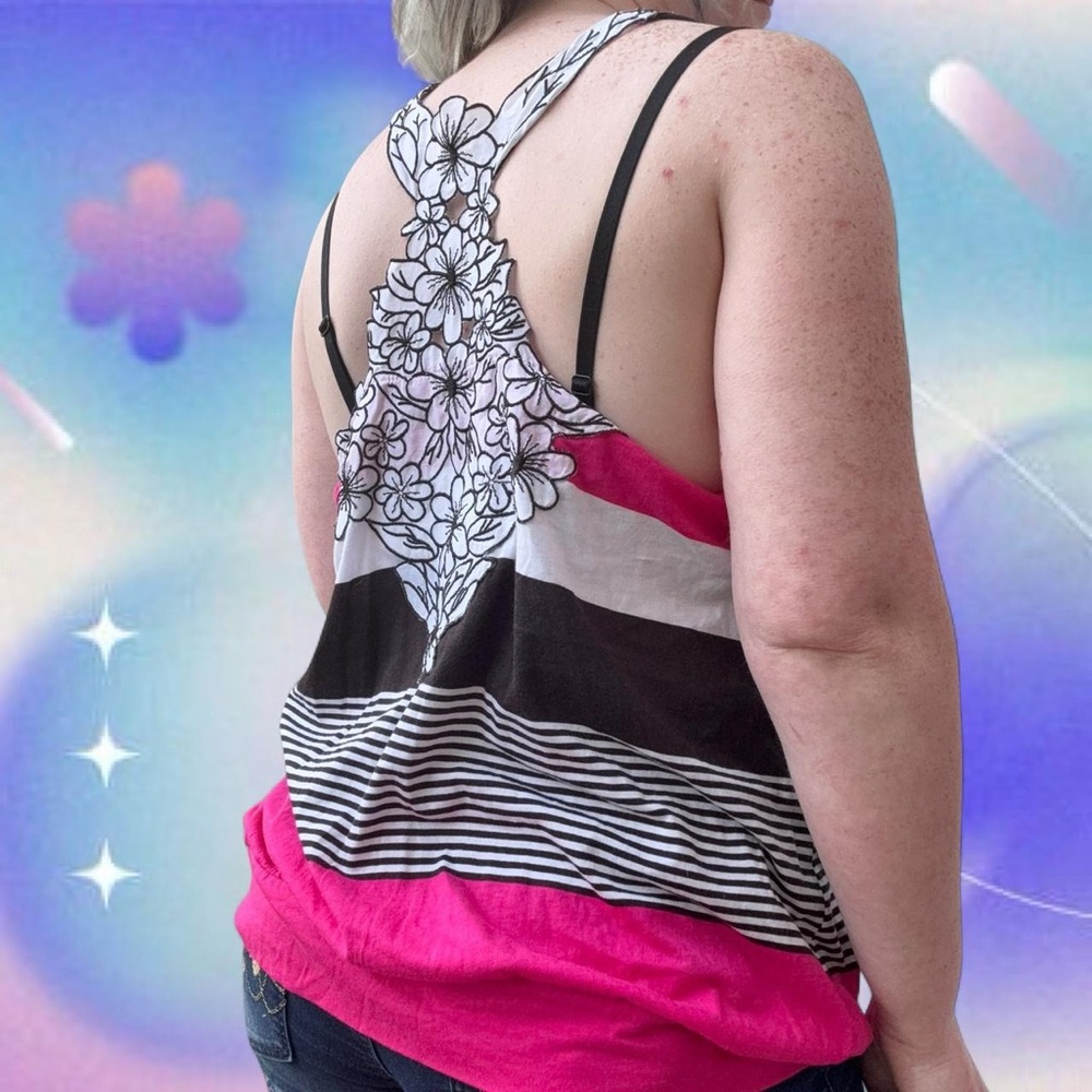 BNWT deadstock vintage y2k elle fairycore floral racerback tank top, sz lg